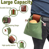 Green Collapsible Canvas Foraging Pouch - Hands-Free Belt Bag for Hiking & Camping Activities
