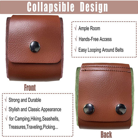 Coffee Collapsible Canvas Foraging Pouch - Hands-Free Belt Bag for Hiking & Camping Activities