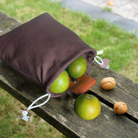 Coffee Collapsible Canvas Foraging Pouch - Hands-Free Belt Bag for Hiking & Camping Activities