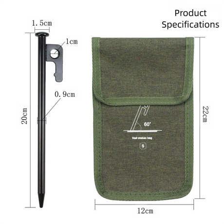 2pc Heavy-Duty 20cm Tent Stakes Kit (8 Pegs/pc) with Carry Bag