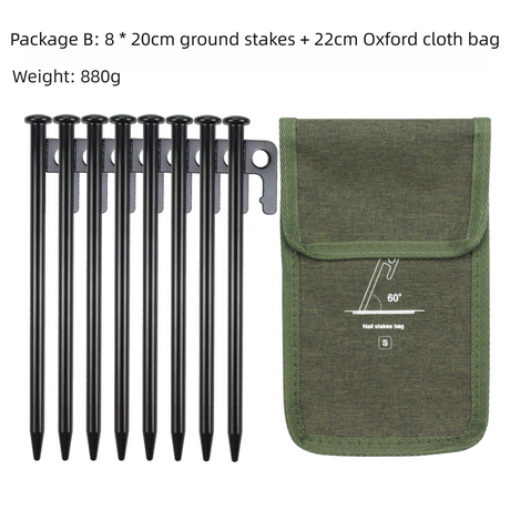 2pc Heavy-Duty 20cm Tent Stakes Kit (8 Pegs/pc) with Carry Bag