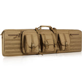 VEVOR Rifle Bag, 42 inch Tactical Double Long Gun Bag, Soft Rifle Case with Lockable Zipper, Portable Handle & Shoulder Strap, 3 Large Storage Pockets Rifle Case for Two 40" Rifles & 2 Pistols, Brown