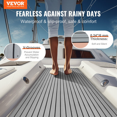 VEVOR EVA Boat Decking: 94.5" Ã— 45.7" (2400 Ã— 1161 mm), 6 mm Self-Adhesive Non-Slip Marine Flooring  29.9 sq.ft (2.78 mÂ²)