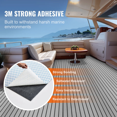 VEVOR EVA Boat Decking: 94.5" Ã— 45.7" (2400 Ã— 1161 mm), 6 mm Self-Adhesive Non-Slip Marine Flooring  29.9 sq.ft (2.78 mÂ²)