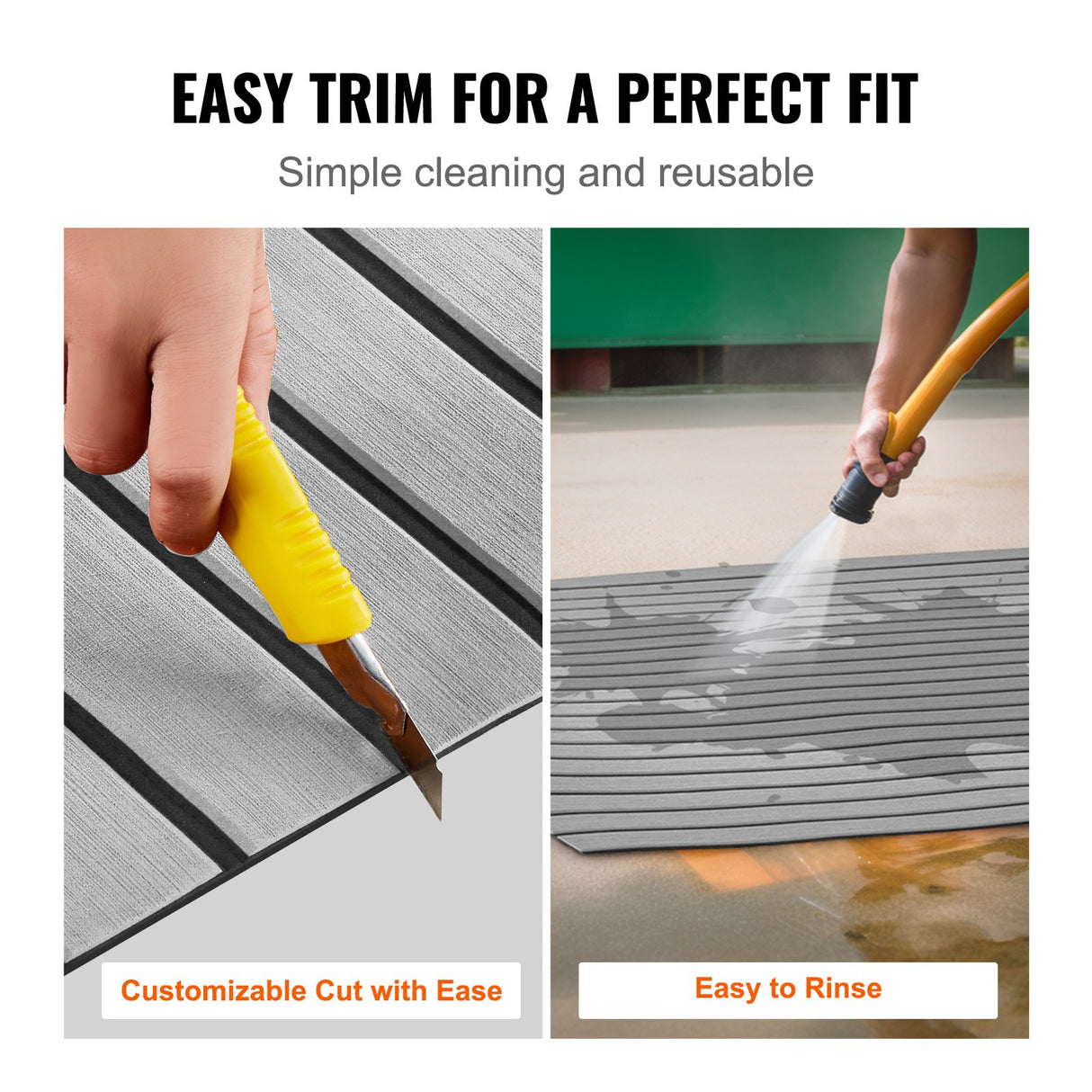 VEVOR EVA Boat Decking – 94.5" × 45.7" (2400 × 1161 mm), 6 mm Self-Adhesive Non-Slip Marine Flooring – 29.9 sq.ft (2.78 m²)