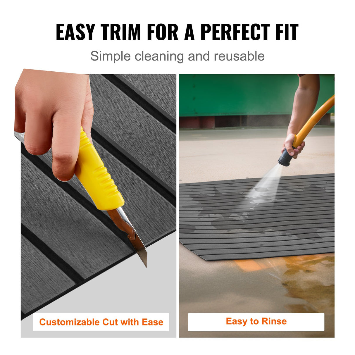 VEVOR EVA Boat Decking – 94.5" × 17.7" (2400 × 450 mm), 6 mm Self-Adhesive Non-Slip Marine Flooring – 11.6 sq.ft (1.08 m²)