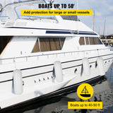VEVOR 4 Ribbed Boat Fender 10" x 28" White Center Hole Bumper Mooring Protection