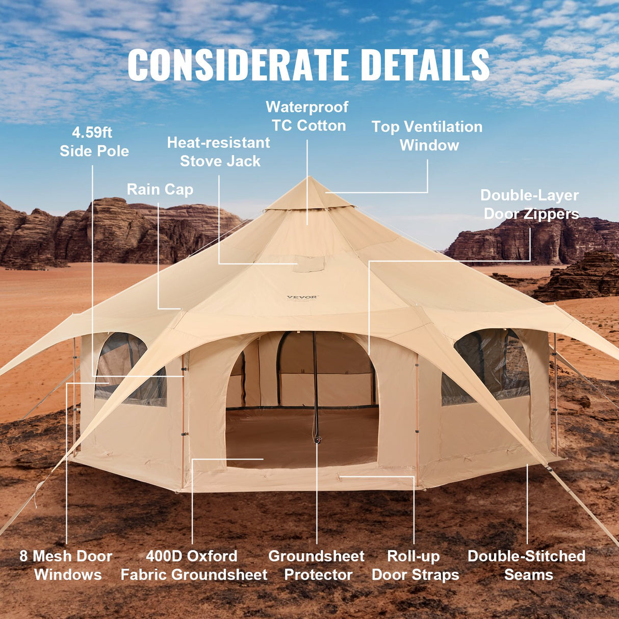 Canvas Bell Tent with Stove Jack