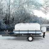 VEVOR Pontoon Boat Cover, Fit for 17'-20' Boat, Heavy Duty 600D Marine Grade Oxford Fabric, UV Resistant Waterproof Trailerable Boat Cover with 2 Support Poles and 7 Wind-Proof Straps, Gray