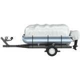 VEVOR Pontoon Boat Cover, Fit for 17'-20' Boat, Heavy Duty 600D Marine Grade Oxford Fabric, UV Resistant Waterproof Trailerable Boat Cover with 2 Support Poles and 7 Wind-Proof Straps, Gray