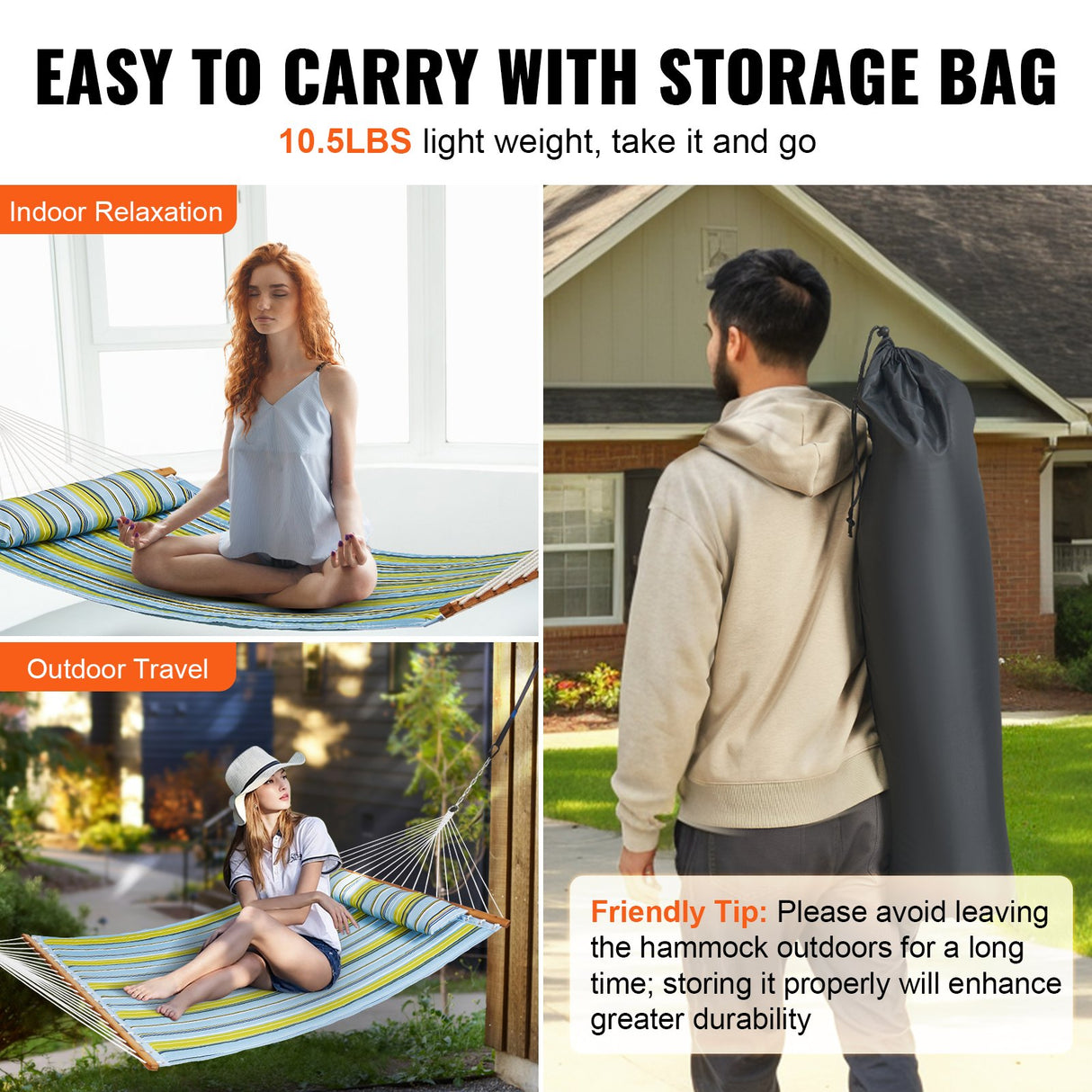 Double Quilted Fabric Hammock | 12 FT | 2 Person
