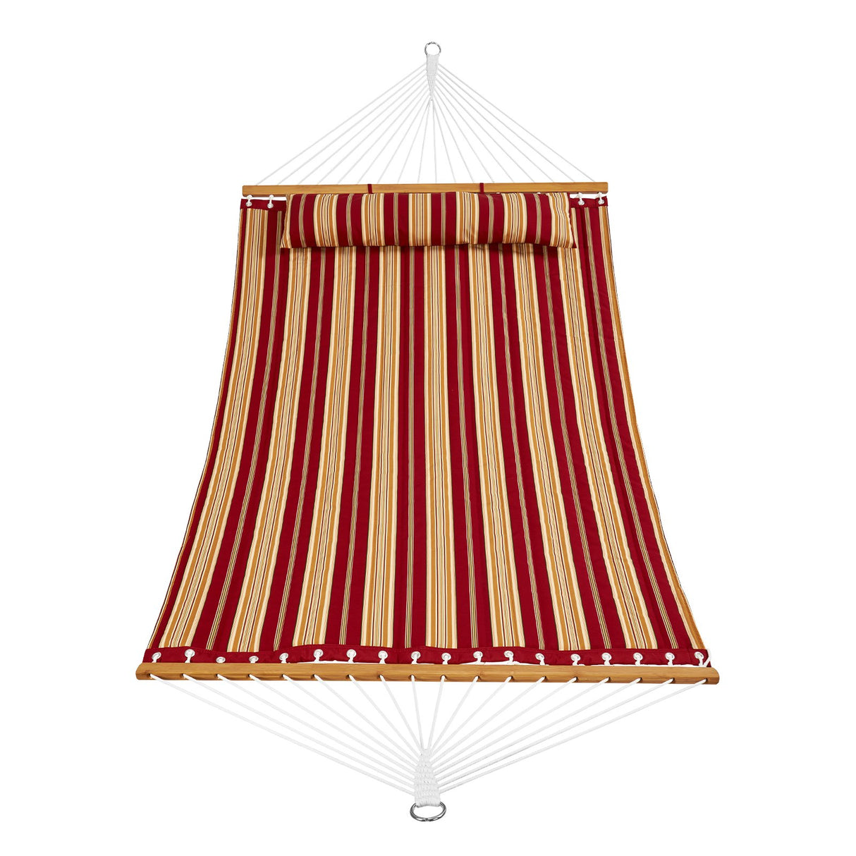 VEVOR Double Quilted Fabric Hammock, 12 FT Double Hammock with Hardwood Spreader Bars, 2 Person Quilted Hammock with Detachable Pillow and Chains for Camping Outdoor Patio Yard Beach, 480 lbs Capacity