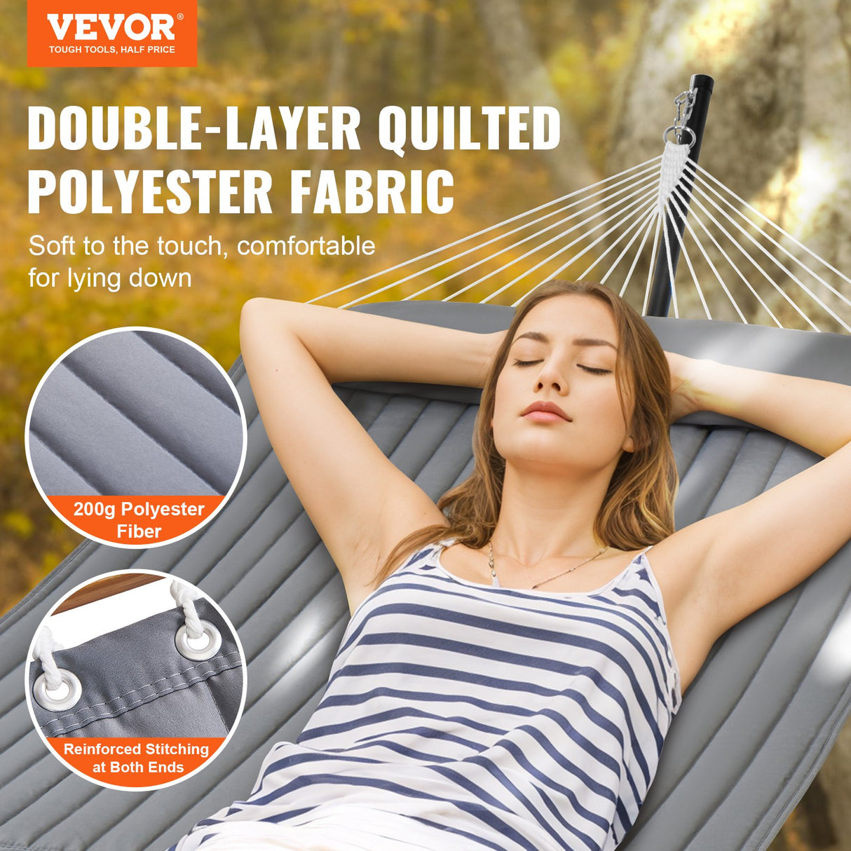 Double Quilted Fabric Hammock | Two Person | Stand included