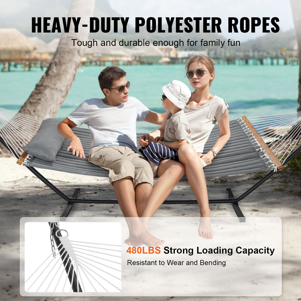 Double Quilted Fabric Hammock | Two Person | Stand included
