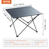 VEVOR Folding Camping Table, Outdoor Portable Side Tables, Lightweight Fold Up Table, Aluminum Alloy Ultra Compact Work Table with Carry Bag, For Cooking, Beach, Picnic, Travel, 22.2x15.9 inch, Black