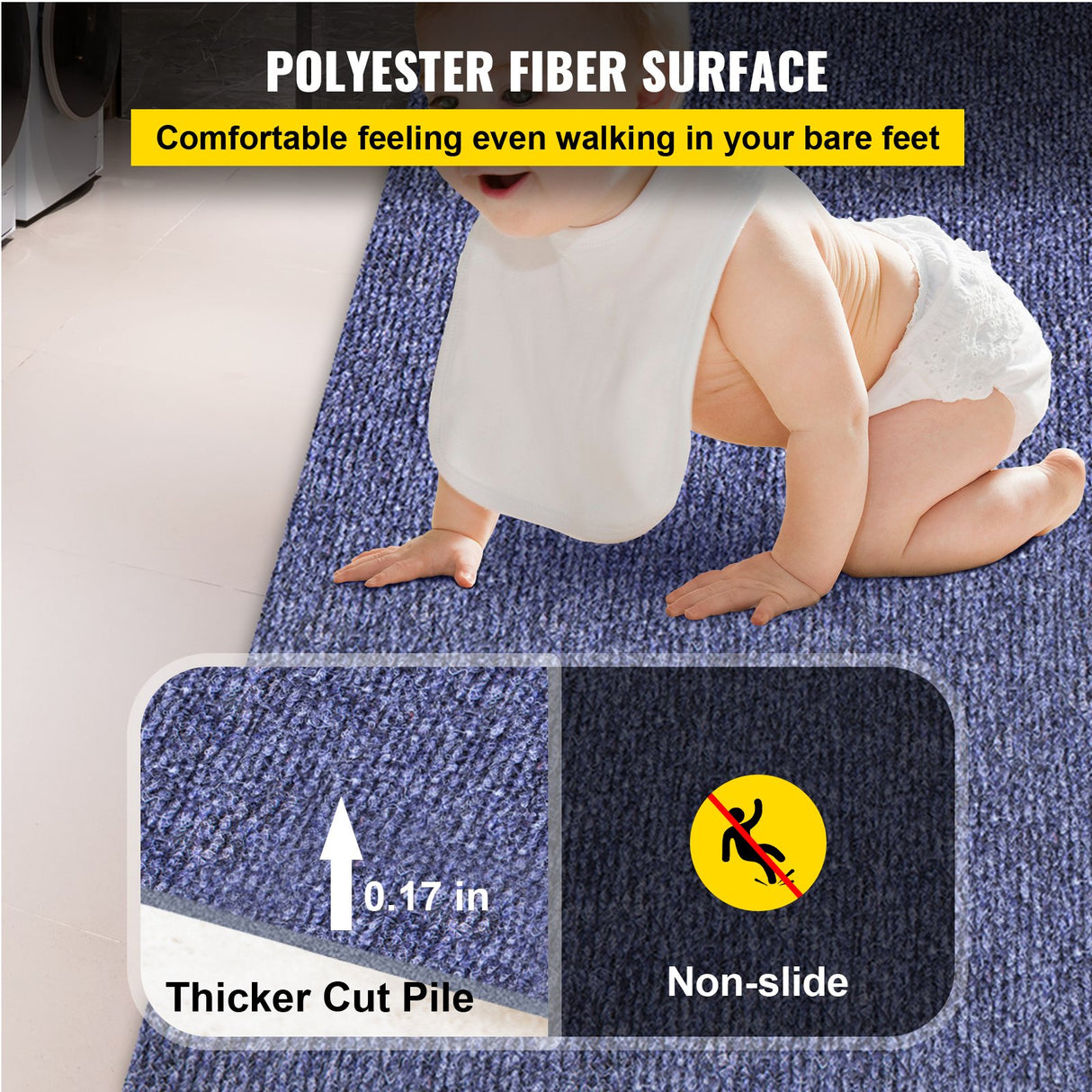 VEVOR Deep Blue Marine Carpet – 6 ft × 36 ft, marine-grade carpet for boats with waterproof backing, suitable for outdoor use, non-slip runner rug.