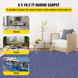 VEVOR Deep Blue Marine Carpet – 6 ft × 49.2 ft (1.83 × 15.00 m), marine-grade outdoor runner with waterproof TPR backing, non-slip, UV & mould-resistant.