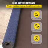 VEVOR Deep Blue Marine Carpet – 6 ft × 49.2 ft (1.83 × 15.00 m), marine-grade outdoor runner with waterproof TPR backing, non-slip, UV & mould-resistant.