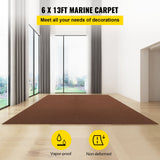 VEVOR Deep Brown Marine Carpet – 6 ft × 13 ft (1.8 × 4.0 m), Marine-Grade Indoor/Outdoor Carpet with Waterproof TPR Backing, Non-Slip, UV & Mould-Resistant