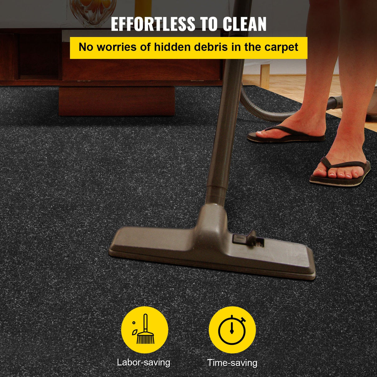 VEVOR Charcoal Black Marine Carpet – 6 ft × 13 ft, indoor/outdoor marine-grade carpet.