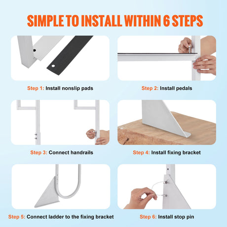 VEVOR Dock Ladder, Flip-Up 4 Steps, 159 kg Load Capacity, Aluminum Alloy Pontoon Boat Ladder with 50.8 mm Wide Step & Nonslip Rubber Mat, Easy to Install for Ship/Lake/Pool/Marine Boarding