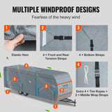 VEVOR Travel Trailer Cover, 9.1-9.8m RV Cover, 4-Layer Non-Woven Fabric Camper Cover, Waterproof, Windproof And Wear-Resistant Class A RV Cover, Rip-Stop Camper Cover with Storage Bag and Patches