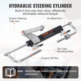 VEVOR 90HP Hydraulic Outboard Steering Kit — Complete Marine Steering System with Helm Pump, Cylinder & 2×24ft Hoses