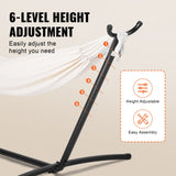VEVOR Portable Hammock Stand, 450lbs Capacity Steel Hammock Stand for 2 Person, Heavy Duty Adjustable Hooks Hammock Frame Fits 9.5-12.6 ft Hammocks, Space Saving with Carrying Bag for Outdoor or Indoor