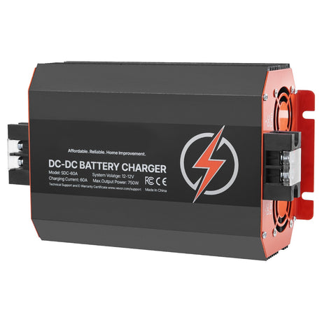 VEVOR 12V 60A DC to DC Battery Charger, 750W, On-Board Battery Charger for Lead-Acid, Lithium, AGM, GEL, and Flooded Batteries, Smart Multi-Stage Charging, for RVs, Commercial Vehicles, Boats, Yachts