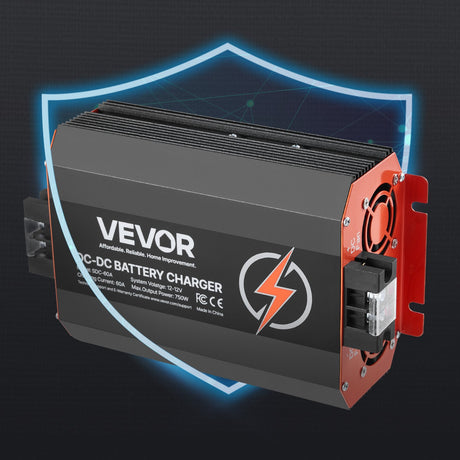 VEVOR 12V 60A DC to DC Battery Charger, 750W, On-Board Battery Charger for Lead-Acid, Lithium, AGM, GEL, and Flooded Batteries, Smart Multi-Stage Charging, for RVs, Commercial Vehicles, Boats, Yachts