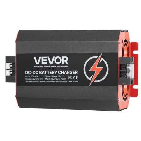 VEVOR 12V 60A DC to DC Battery Charger, 750W, On-Board Battery Charger for Lead-Acid, Lithium, AGM, GEL, and Flooded Batteries, Smart Multi-Stage Charging, for RVs, Commercial Vehicles, Boats, Yachts