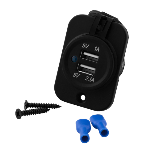Marine Dual Usb Ports 12V Flush Mount Inc Cable And Fixing Hardware