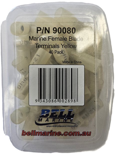 Marine Glue Lined Female Blade Terminal Yellow - 6-8mm - 40 Pack