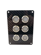 6 gang S.B.S. carbon fibre switch panel with 20A backlit switches