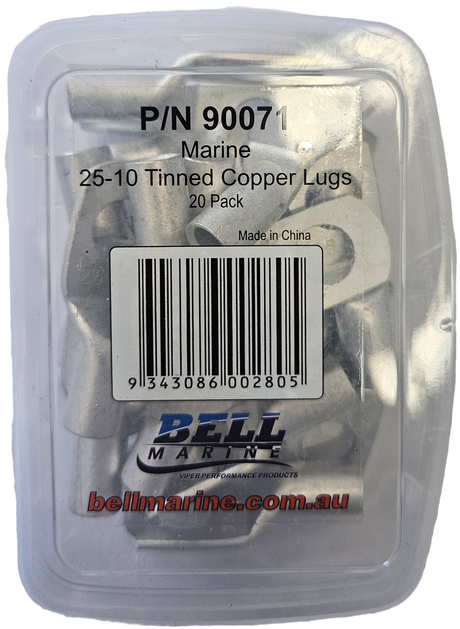 Tinned Copper Lugs 25-10mm - 20 Pack
