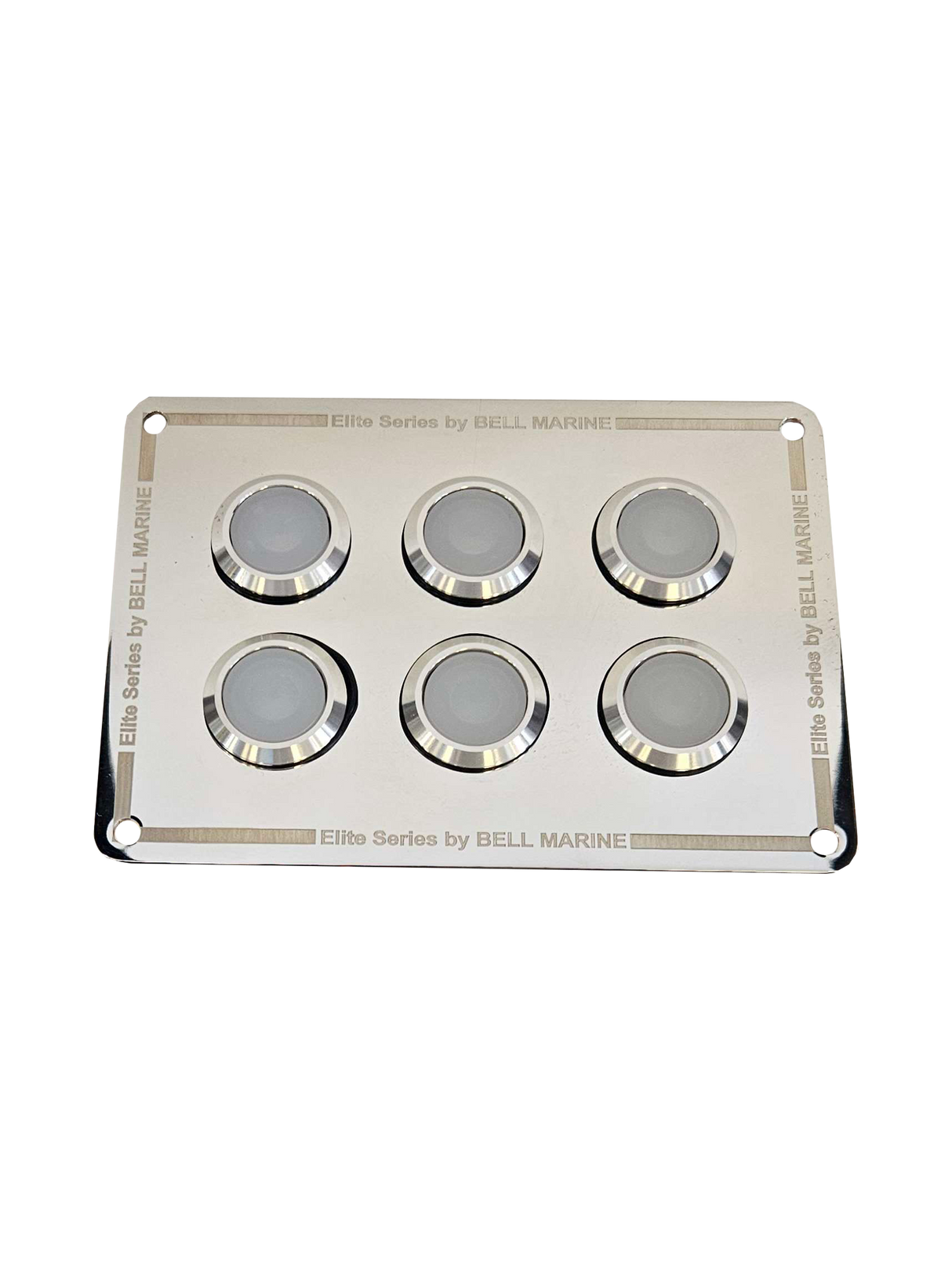 6 gang S.B.S. stainless steel switch panel with 20A backlit switches
