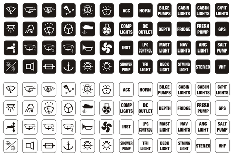 Led Rocker Switch Name Plates - Black & White 12 mm Square