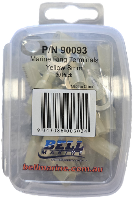 Marine Glue Lined Ring Terminal Yellow - 8mm - 30 Pack