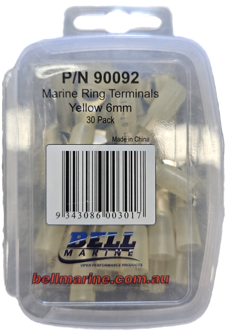 Marine Glue Lined Ring Terminal Yellow - 6mm - 30 Pack