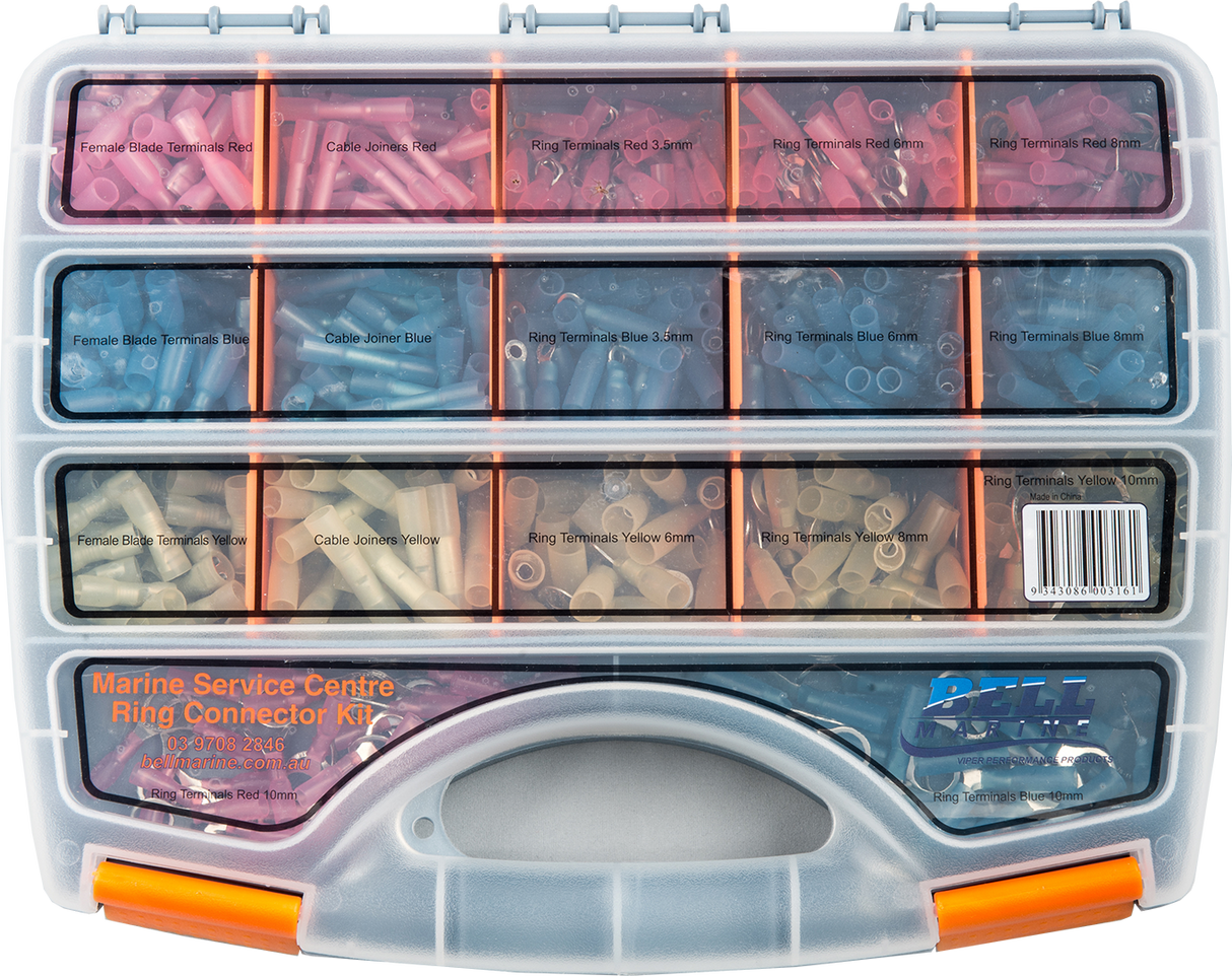 Glue Lined Marine Ring Terminal Tinned Copper Kit - 620 Pieces