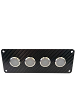 4 gang carbon fibre switch panel with 20A backlit switches