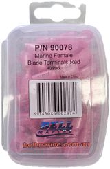Marine Glue Lined Female Blade Terminal Red - 2.5-3mm- 40 Pack