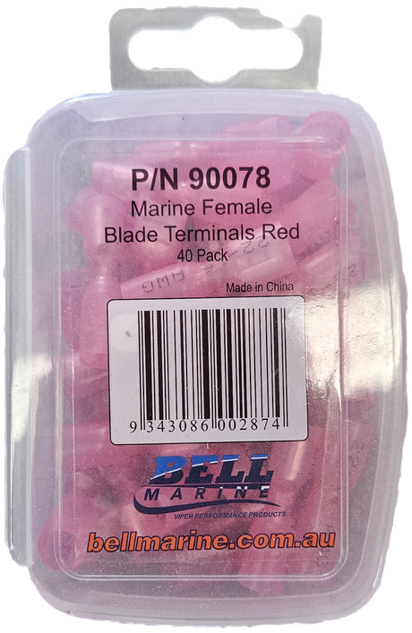 Marine Glue Lined Female Blade Terminal Red - 2.5-3mm- 40 Pack