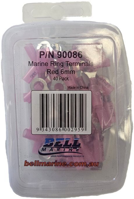 Marine Glue Lined Ring Terminal Red - 6mm - 40 Pack