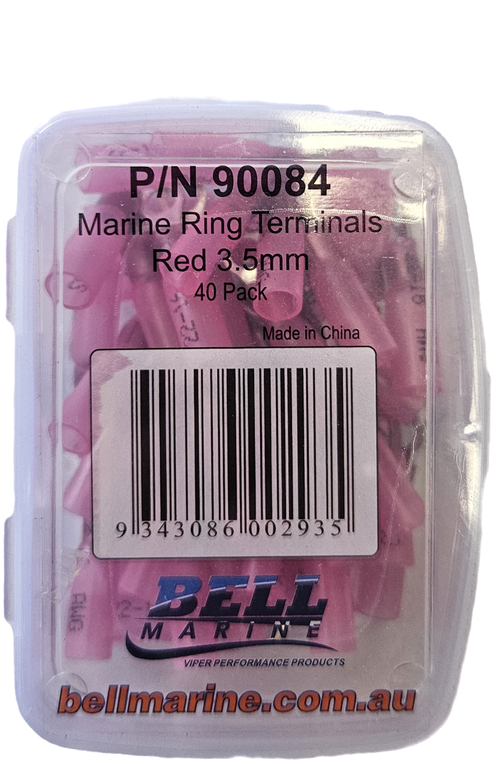 Marine Glue Lined Ring Terminal Red - 3.5mm - 40 Pack