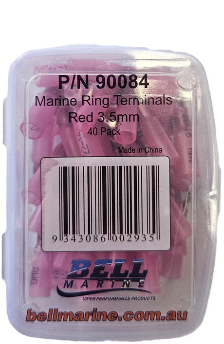 Marine Glue Lined Ring Terminal Red - 3.5mm - 40 Pack