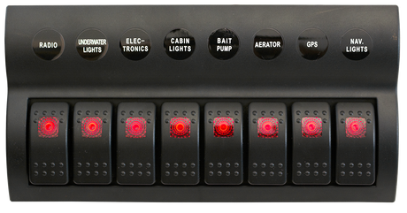8 Gang Switch Panel With Circuit Breakers - Pre Wired