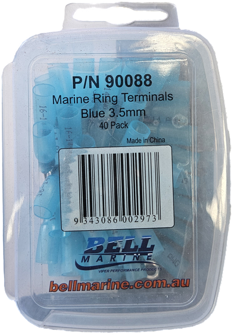 Marine Glue Lined Ring Terminal Blue - 3.5mm - 40 Pack