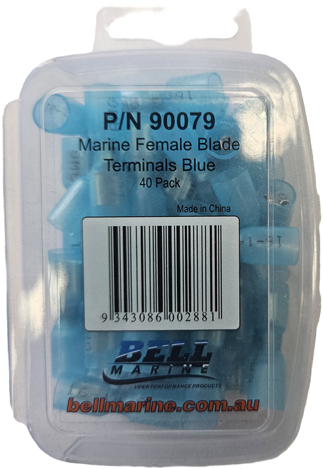 Marine Glue Lined Female Blade Terminal Blue - 4mm - 40 Pack