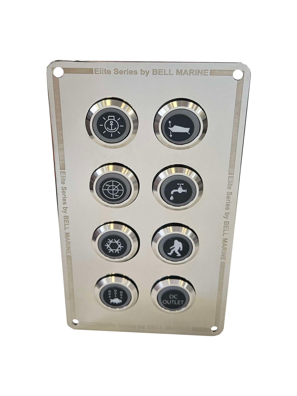 8 gang stainless steel switch panel with 20A backlit switches